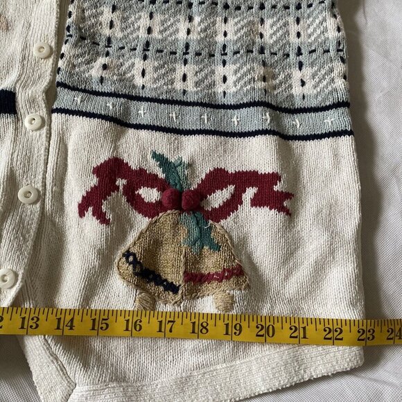 Vintage The Villager Holiday Knit Vest With Festive Christmas Design Buttons Wom - Picture 4 of 14